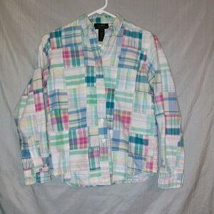 Women's Vintage Ralph Lauren Pastel Plaid Button Down Shirt